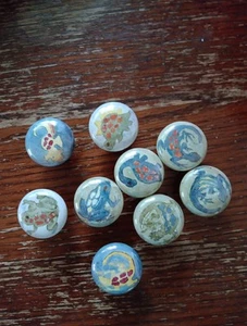 Lot of 9 Vintage Painted Amphibians-Ceramic/Porcelain Cabinet Drawer Knobs - Picture 1 of 2