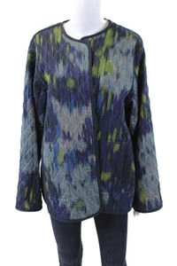 Lafayette 148 New York Womens Cotton Ikat Print Quilted Jacket Multicolor Size L - Picture 1 of 5
