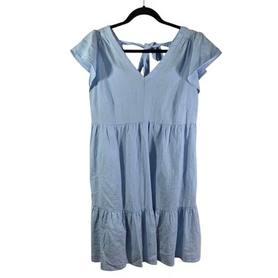 Isabel Maternity Blue Linen Blend Dress Size Small - Image 1 of 4