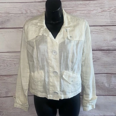 CAbi Womens  #333 Ivory 100% Linen Topside Topper Button Up Jacket XS B8 - Image 1 of 4