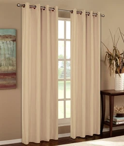 Vorhang blickdicht matt Schal, Sand Ösen, 175x140 aus Microsatin - Bild 1 von 2