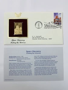 Space Discovery Probing The Universe First Day Issue 22 kt Gold Replica Stamp - Bild 1 von 4