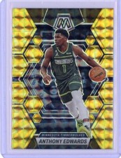 2022-23 Panini Mosaic Anthony Edwards Gold Reactive Prizm #26 Minnesota T-Wolves