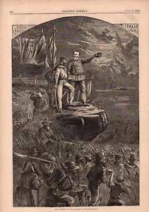 1866 Harpers Weekly original print Garibaldi returns to lead Italy's fight -Nast - Picture 1 of 1
