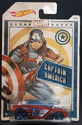 ЛИТАЯ ИГРУШЕЧНАЯ МАШИНА HOT WHEELS 2017 MARVEL CAPTAIN AMERICA ROGUE HOG 1:64 3/6 - Изображение 1 из 4