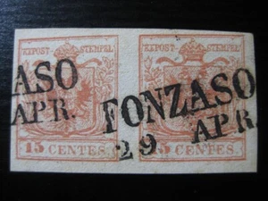 LOMBARDEI-VENETIEN ÖSTERREICH Sc. #4 seltenes gebrauchtes Briefmarkenpaar mit schönem Stempel! (31) - Bild 1 von 2