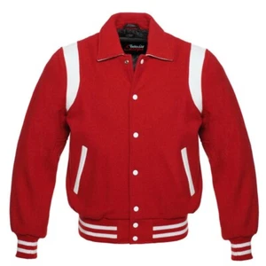 Chaqueta de Lana Roja Cuero Rayas para el Hombro Versátil Hombre - Imagen 1 de 3