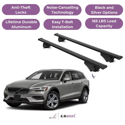 ERKUL Roof Rack Cross Bars for Volvo V90 Cross Country 2017-2026 - Black - Image 1 of 4