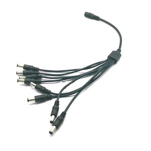 Black 1 Female to 8 Male DC Power Splitter Plug Adapter Cable Y Cord 40cm - Picture 1 of 15