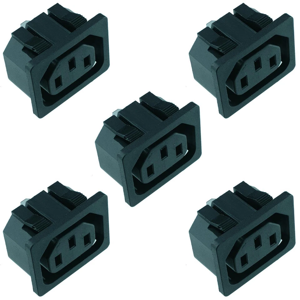 SWITCH ELECTRONICS 5 x C13 Snap-Fit IEC Chassis Outlet Power Connector Panel Mount