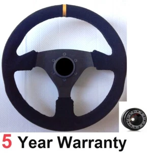 VOLANT DE COURSE EN DAIM 330 MM ET KIT BOSS POUR VW GOLF MK4 MK5 POLO + PLUS - Photo 1 sur 4