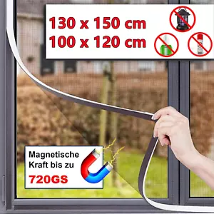 Fliegengitter Magnetrahmen Insektenschutz Fenster ohne Bohren Magnet 130x150 cm - Bild 1 von 12