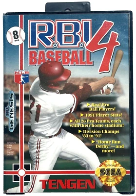 ORIGINAL VINTAGE 1992 SEGA GENESIS 16 BIT R.B.I. BASEBALL 4 VIDEO GAME IN BOX - Image 1 of 3