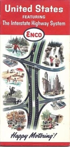 1964 ENCO HUMBLE OIL Interstate Road Map UNITED STATES Florida Texas California - Picture 1 of 4