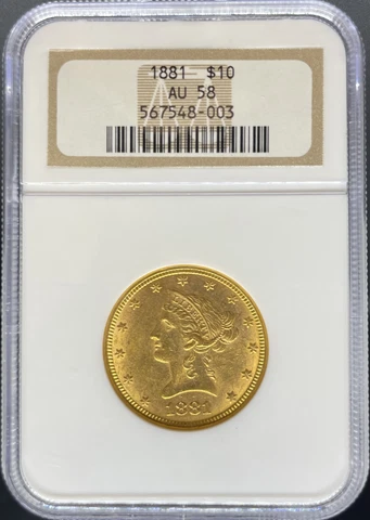 1881 $10 Liberty AU58 NGC (#PA567548003) Cover