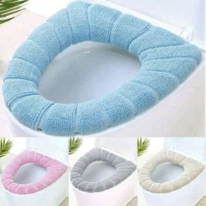 Funda de asiento de inodoro almohadilla suave funda de tela de punto baño nueva alfombra cálida invierno - Imagen 1 de 15