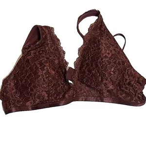 Frederick's of Hollywood Sexy Burgundy w/Gold Metallic LIghtly Padded Bra SZ M - Picture 1 of 5