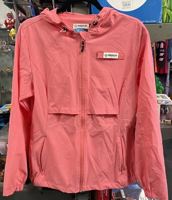 Magellan Fish Gear女式小夹克风衣三文鱼/粉红色拉链带帽 — 第 1/4 张图片