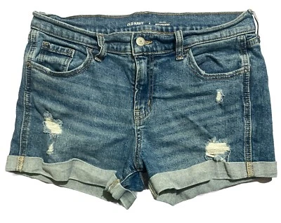 Old Navy Shorts Size 4 Denim Boyfriend Shorts Micro Shorts Med Wash Mid Rise - Image 1 of 4