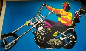 EASY RIDER VINTAGE 1970 MOTORCYCLE BLACKLIGHT POSTER Peter Fonda 29"x 43" - Picture 1 of 7