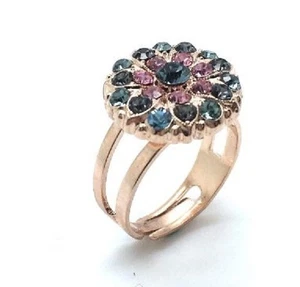 Mariana Ring Pink & Grey Swarovski Adjustable Madagascar Africa Coll. - Picture 1 of 3