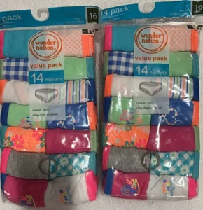 28 PCS Wonder Nation Girls Hipster Cotton Underwear 14-Pack, Sizes 14 - Picture 1 of 2