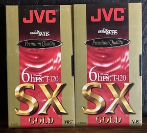 Lot of 2 Sealed Blank VHS Tapes JVC T-120 6 Hour SX Gold Premium Quality - Picture 1 of 2