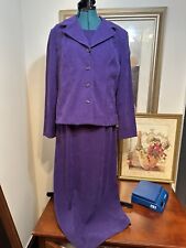 Sag Harbor Purple Faux Suede Unlined Stretch Dress Jacket Set Outfit Size 12