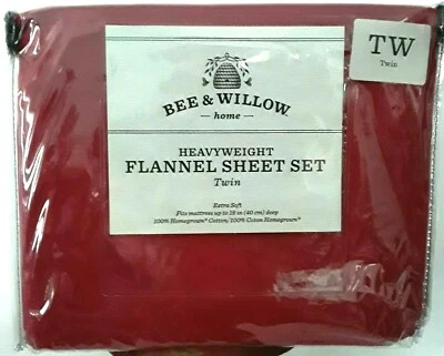 Juego de sábanas de franela de peso pesado Bee & Willow doble 100 % algodón de cosecha propia (nuevo) Foto 1 de 4
