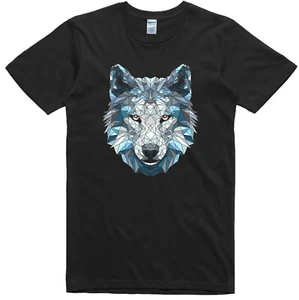 Wolf Mens T Shirt Polygonal Style Colorful Print Regular Fit 100% Cotton Tee - Picture 1 of 1