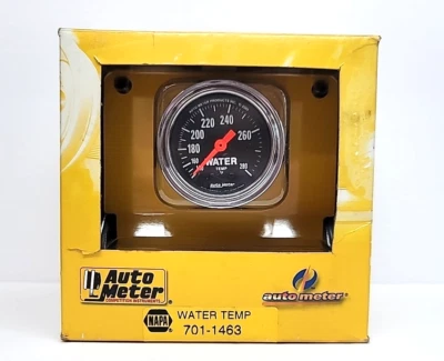 Auto Meter Water Temperature Vehicle Gauge Chrome 140-280 Degrees NAPA 701-1463 - Image 1 of 4