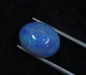 Natural Australian Loose Gemstone Black Fire Opal Oval Cabochon 12X9 mm 5.5 Cts - Picture 1 of 6