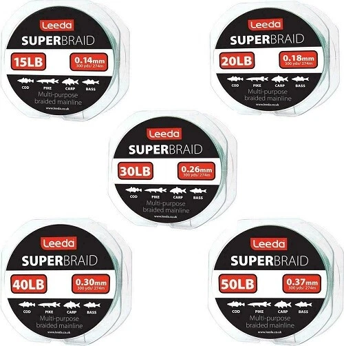 Leeda Super Braid Fishing Line 300yds/274m Spool - ALL SIZES - Carp Pike Fishing - Image 1 of 1