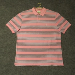 Nautica Polo Shirt Mens 2XL Pink Short Sleeve 1/4 Button Striped Collared Polo - Picture 1 of 9