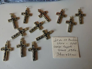 Lot de 12 anciennes croix en metal dans l'emballage d'origine FRANCE 1950 - Afbeelding 1 van 3