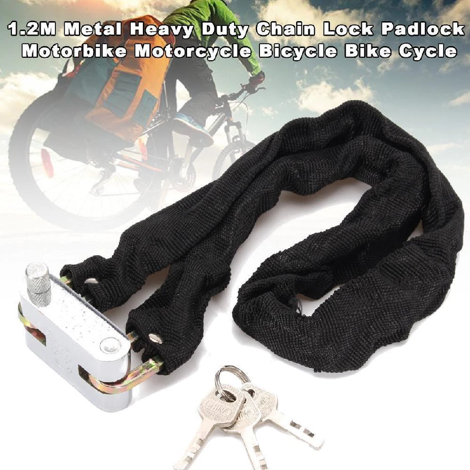 Heavy Duty Motorcycle Bike Bicycle High Security Reinforced Metal Chain lock - Image 1 of 4