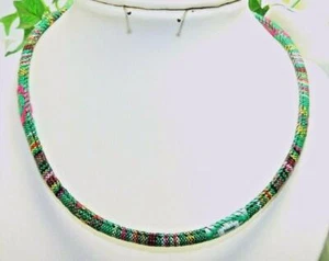 Halskette Kette Ethno Style grün bunt mehrfarbig Bajonettverschluss  450d - Bild 1 von 3