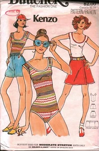 5396 Vintage Butterick Sewing Pattern 1970s Misses Kenzo Bodysuit Skirt Shorts - Picture 1 of 2