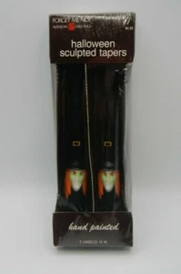 VINTAGE Halloween Hexe Spitzkerzen Wicca Kerzenständer, handbemalt 10" Neu in Verpackung - Bild 1 von 6