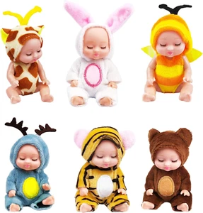 4 Inch Mini Baby Dolls Toys 6 Pcs Gift Set, Cute Baby Dolls Toys with Interchang - Picture 1 of 12