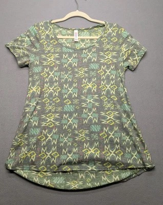 LuLaRoe Woman’s Classic T Size Small Green With Multicolor Shirt Fit  Sz 4-6 - Image 1 of 4
