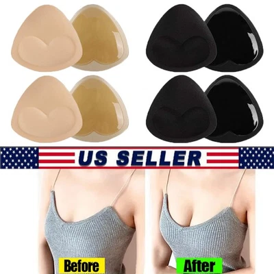 2Pairs Double Sided Sticky Bra Inserts, Reusable Push Up Adhesive Pads & Padding - Image 1 of 4