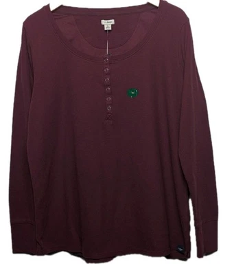 LL Bean вафли вязаная рубашка XL новый с Ярлыками глубокий винный цвет - Изображение 1 из 4