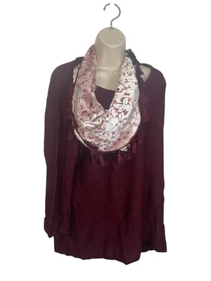 Style & Co Women's 1X Plus Size Printed Velvet Scarf Sweater Retail $79.50 - Image 1 of 4