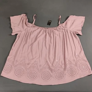 Torrid Top Elderberry Challis Eyelet Womens Embroidered Sequins Cold Shoulder 4X - Picture 1 of 13