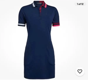 Abito donna G/FORE colletto a contrasto tecnico piqué polo golf crepuscolare taglia media nuovo con etichette - Foto 1 di 9