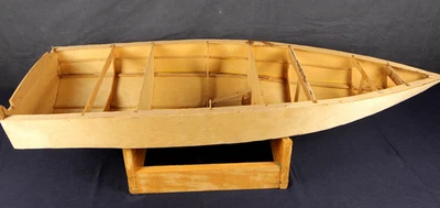 Vintage Rare Wood Deep Vee 60 RC Model Speed Boat 38" Complete -Part.  Assembled - Image 1 of 4