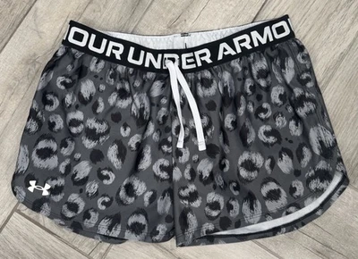 UNDER ARMOUR GIRLS BLACK AND WHITE YOUTH DRI FIT ATHLETIC SHORTS XL - Image 1 of 4