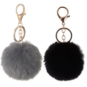 2 Pezzi Portachiavi Sfera Carino Accessorio Pompon Ciondolo Zaino Bambino Decorazione - Foto 1 di 12