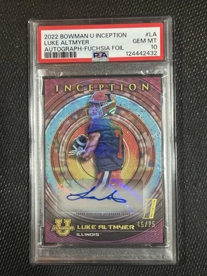 2022 Bowman U Inception LUKE ALTMYER FUCHSIA AUTO /75 1ST RC PSA GEM MINT 10 - Image 1 of 2